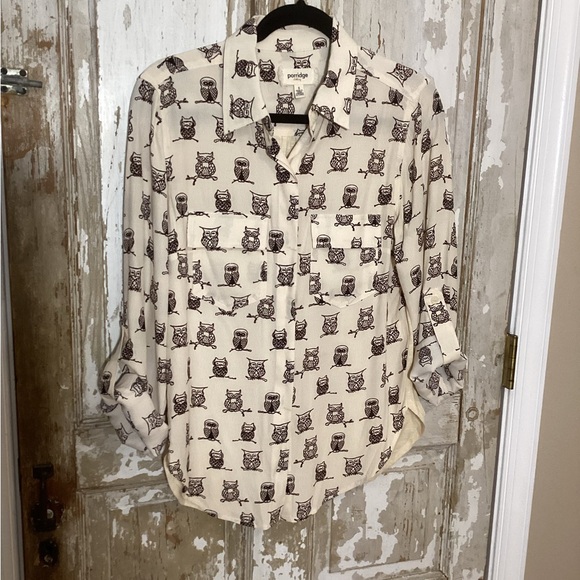Anthropologie Other - Anthropologie Porridge Owl Button Down Knit Back - Small
